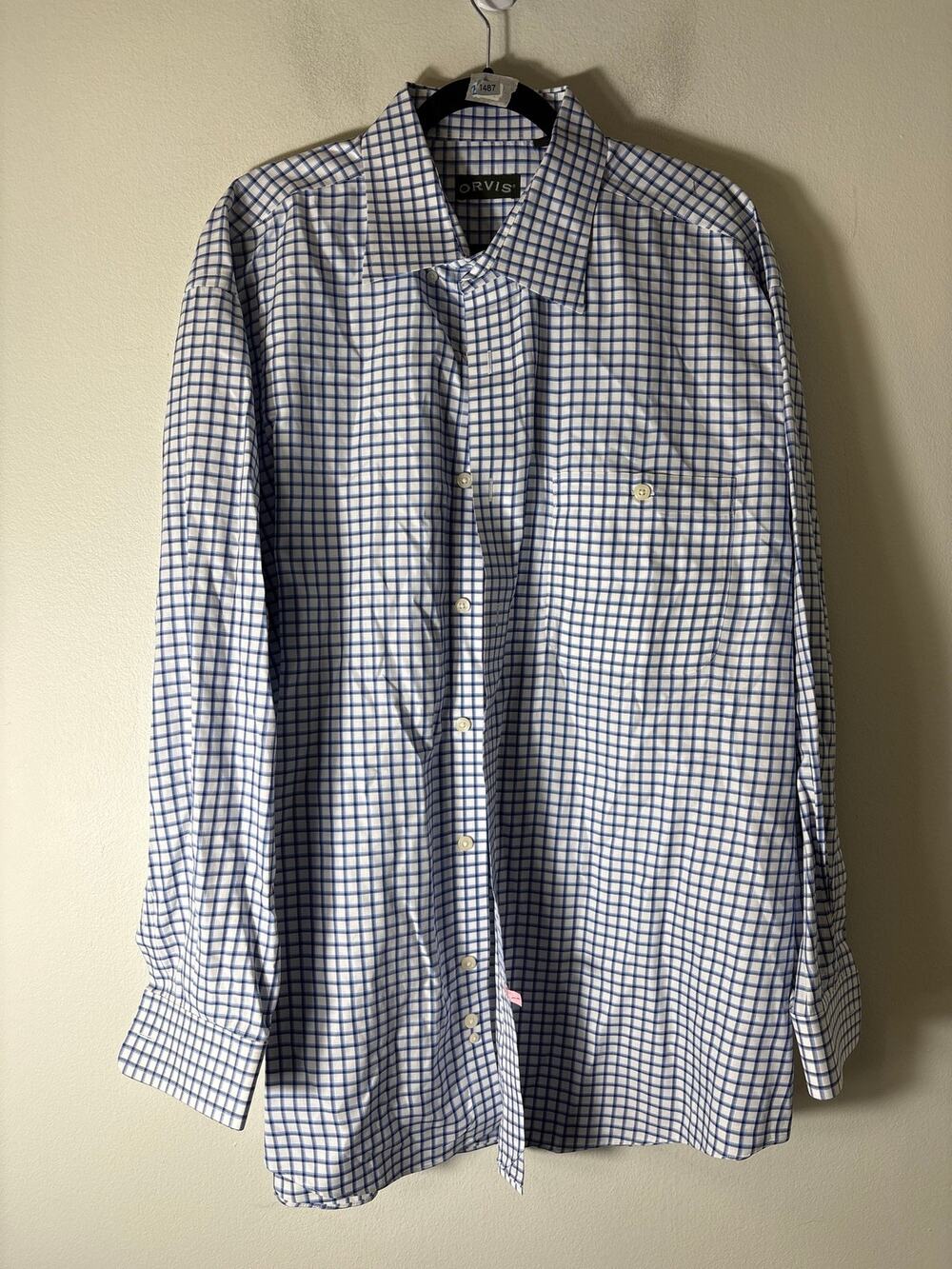 Mens Orvis Blue and White Windowpane XXL